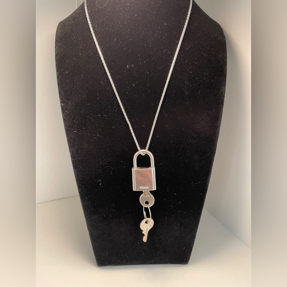 Authentic Prada Padlock/Sterling Silver Chain - image 1
